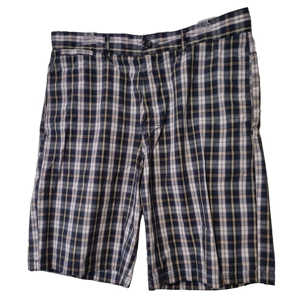 Shorts Canterbury of New Zealand Size 35 Men's Chino Blue Plaid Casual Pockets